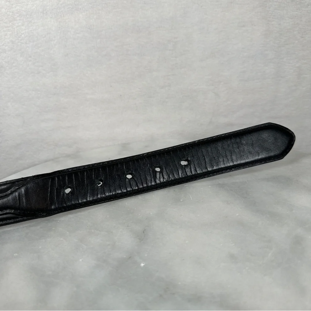 Nocona‎ plain Black Leather Belt with Silver Buckle western cowboy